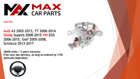 Fits Audi A3 03-13, TT 06-14, skoda superb 08-15 Brake Caliper Rear Left