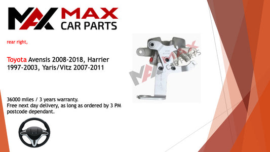 Fits Toyota avensis 08-18, harrier 97-03, Yaris 07-11 Brake Caliper Rear right