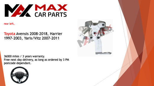 Fits Toyota avensis 08-18, harrier 97-03, Yaris 07-11 Brake Caliper Rear Left