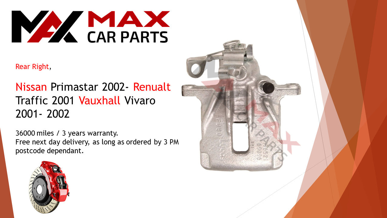 Fits Nissan Primastar Vauxhall Vivaro Renault Brake Caliper Rear Right 2001-On