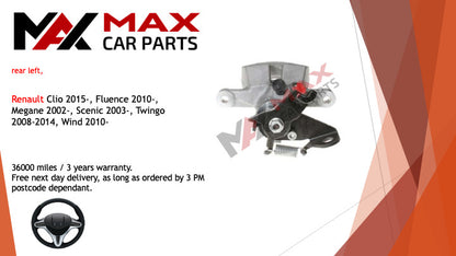 Fits Renault Clio 2015-, Fluence 2010-, Megane 2002- Brake Caliper Rear left