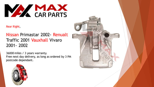 Fits Nissan Primastar Vauxhall Vivaro Renault Brake Caliper Rear Right 2001-On