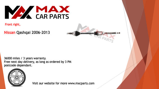 Fits Nissan Qashqai 2006-2013 driveshaft front right manual 6-speed