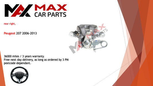 Fits Peugeot 207 2006-2013 Brake Caliper Rear right