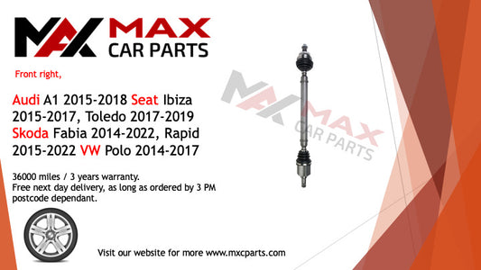 Fits Audi A1 2015-2018 Seat Ibiza 2015-2017, Toledo 17-19 driveshaft front right